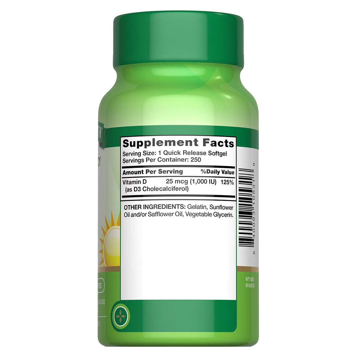 Nature's Truth Vitamina D3 1000 UI (25 mcg),250 cápsulas