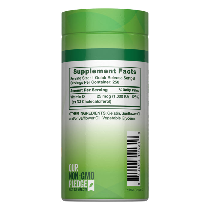 Nature's Truth Vitamina D3 1000 UI (25 mcg), 250 cápsulas