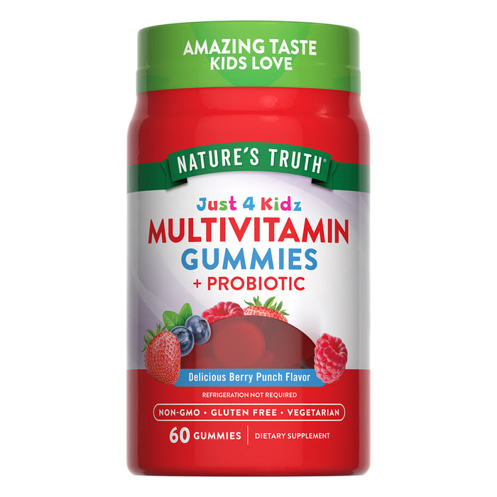 Nature's Truth Multivitamínico para niños con probióticos, 60 gomitas sabor ponche de berry