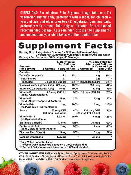 Nature's Truth Multivitamínico para niños con probióticos, 60 gomitas sabor ponche de berry