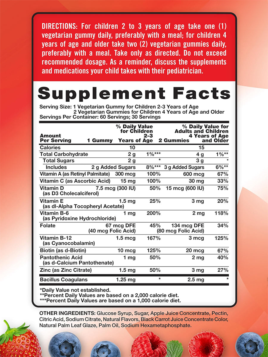 Nature's Truth Multivitamínico para niños con probióticos, 60 gomitas