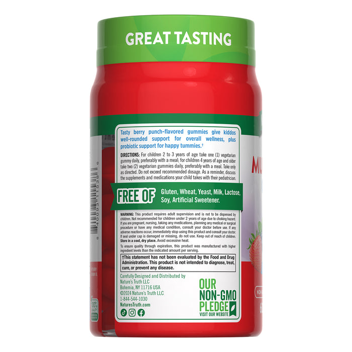 Nature's Truth Multivitamínico para niños con probióticos, 60 gomitas sabor ponche de berry