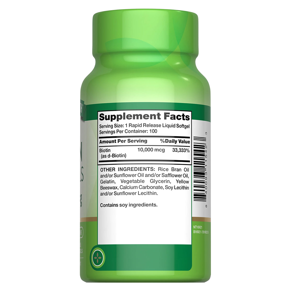 Nature's Truth Suplemento de Biotina 10.000 mcg, 100 cápsulas