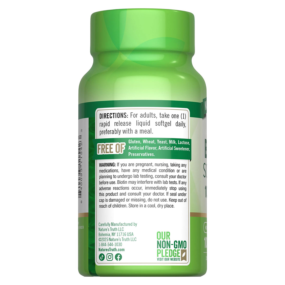 Nature's Truth Suplemento de Biotina 10.000 mcg, 100 cápsulas