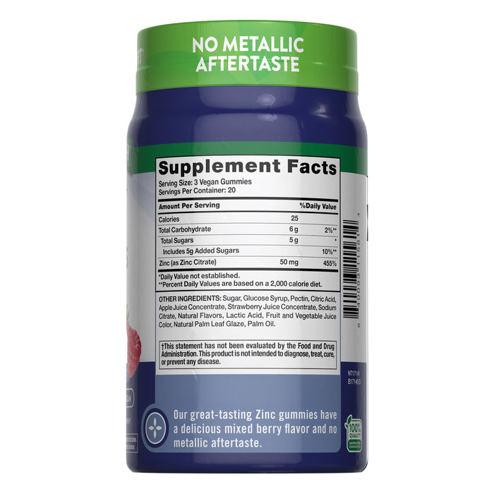Nature's Truth Suplemento Alimenticio de Zinc, 60 gomitas sabor berries
