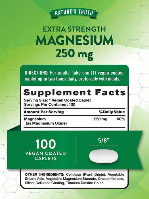 Nature's Truth Suplemento de Magnesio 250 mg, 100 tabletas