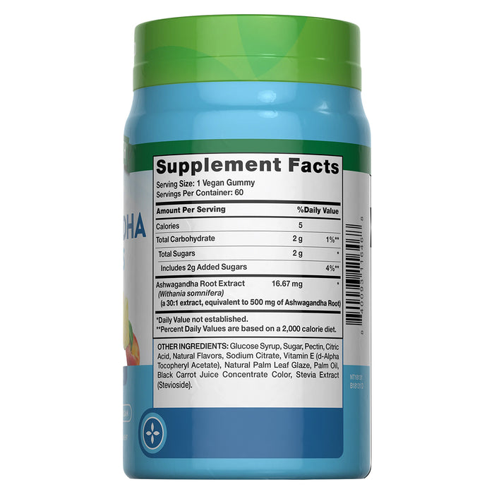 Nature's Truth Suplemento Ashwagandha 60 gomitas, 500 mg por gomita sabor tropical