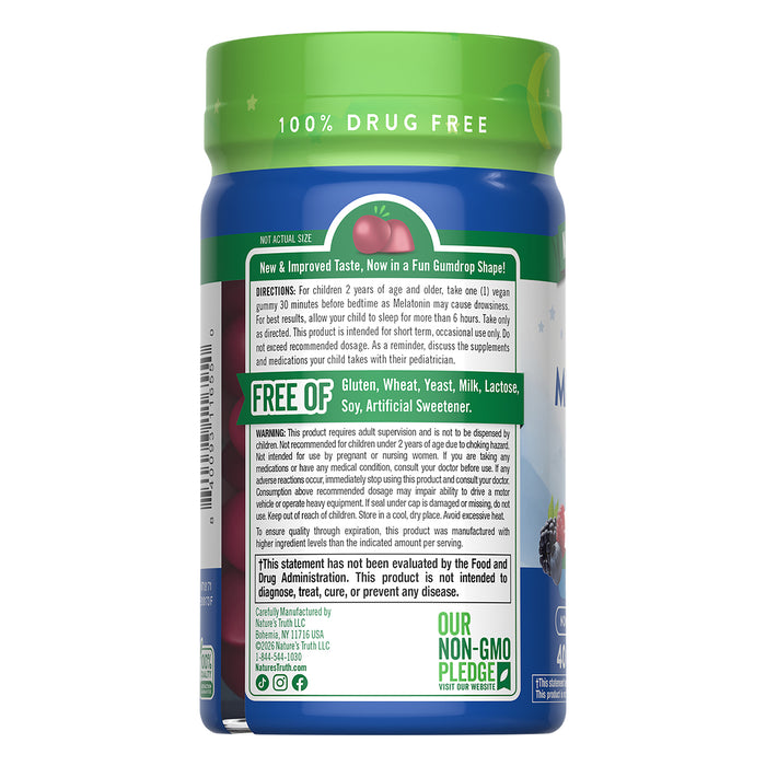 Nature's Truth Melatonina para niños, 1mg por gomita, 40 gomitas sabor cereza
