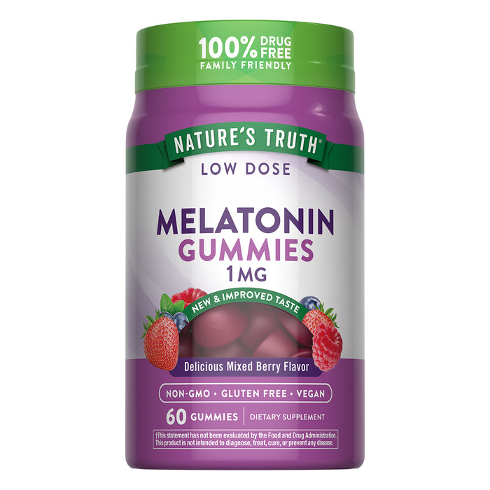 Nature's Truth Suplemento Melatonina 1 mg, 60 gomitas sabor cereza