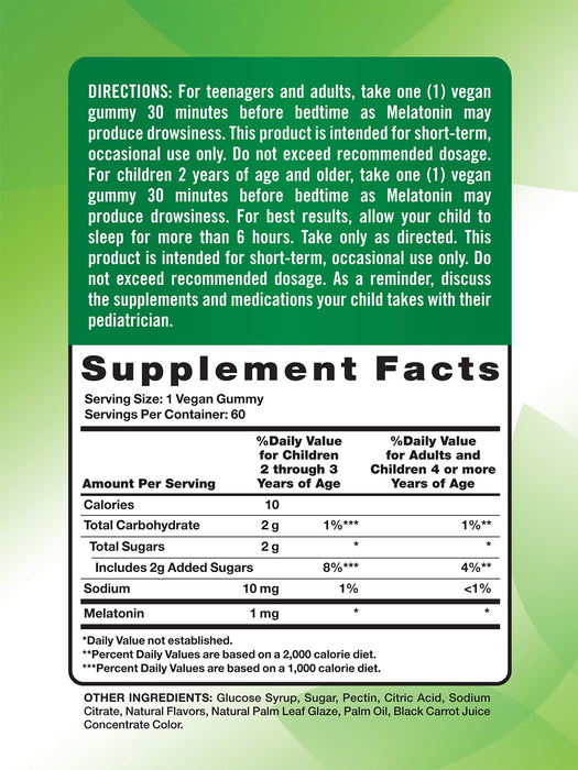 Nature's Truth Suplemento Melatonina 1 mg, 60 gomitas sabor cereza