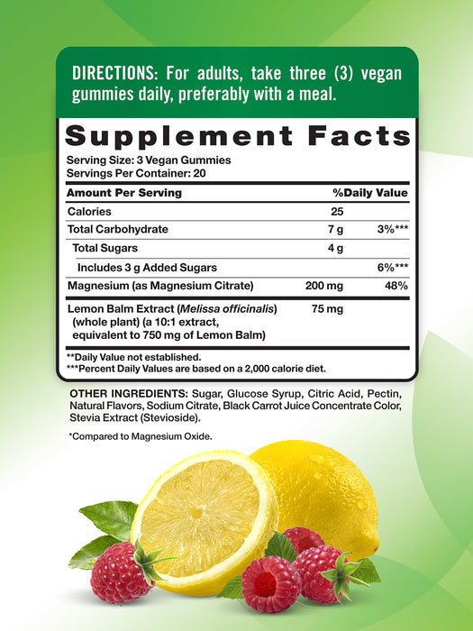 Nature's Truth Suplemento Magnesio 200 mg, 60 gomitas sabor Frambuesa - Limón