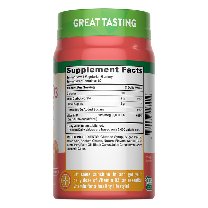Nature's Truth Vitamina D3 5000 UI (125 mcg), 60 gomitas sabor durazno