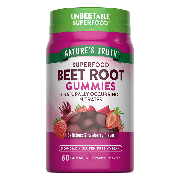 Nature's Truth Suplemento Remolacha con pimienta negra, 60 gomitas sabor fresa
