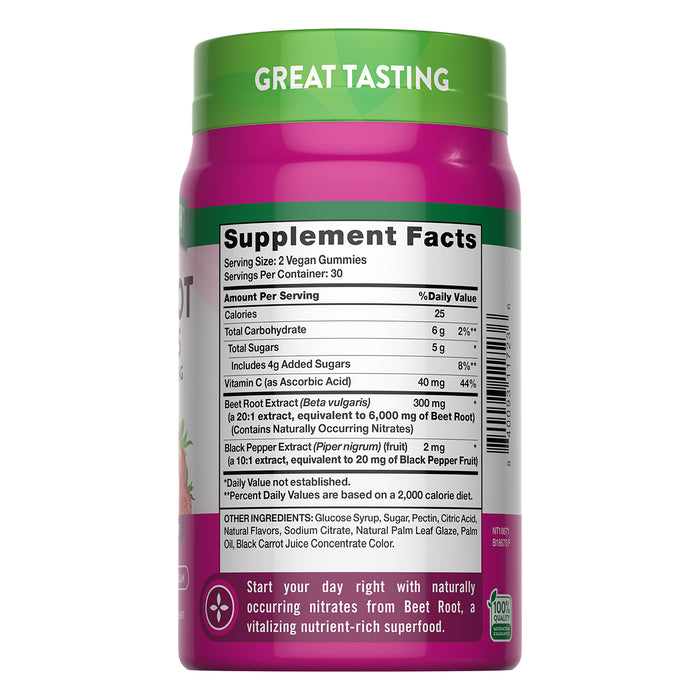 Nature's Truth Suplemento Remolacha con pimienta negra, 60 gomitas sabor fresa