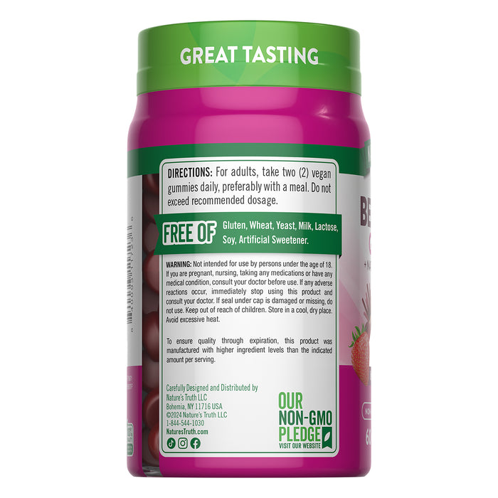 Nature's Truth Suplemento Remolacha con pimienta negra, 60 gomitas sabor fresa