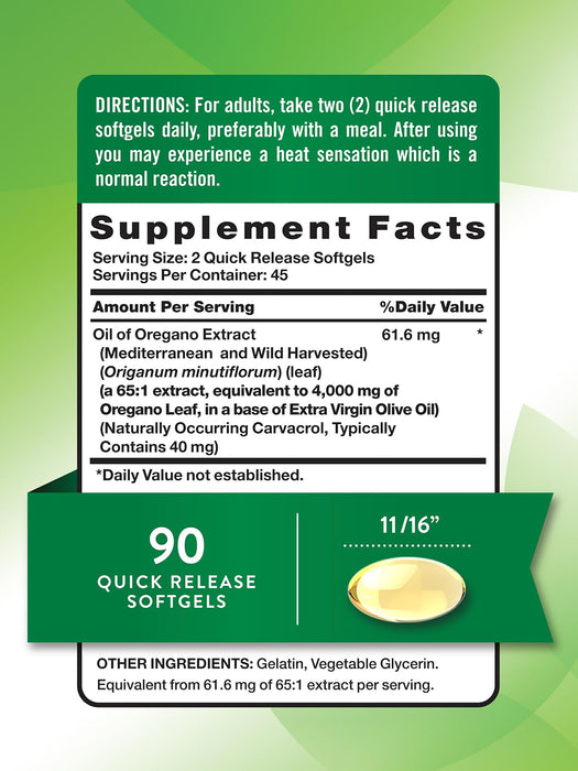Nature's Truth Suplemento Aceite de Orégano, 90 cápsulas