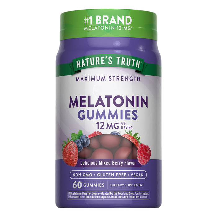 Nature's Truth SuplementoMelatonina 12mg, 60 gomitas sabor mix berry