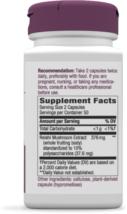 Nature's Way Suplemento Hongo Reishi, 376 mg por porción, 100 cápsulas