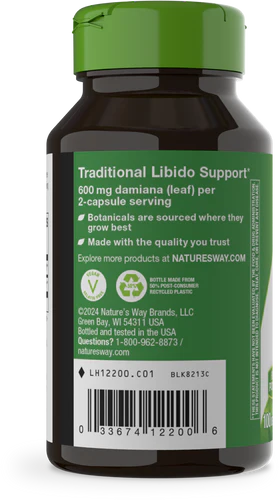 Nature's Way Suplemento Hojas de Damiana 600 mg, 100 cápsulas