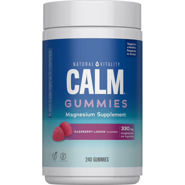 Natural Vitality CALM Citrato de Magnesio 330mg, 240 Gomitas sabor frambuesa - limóm