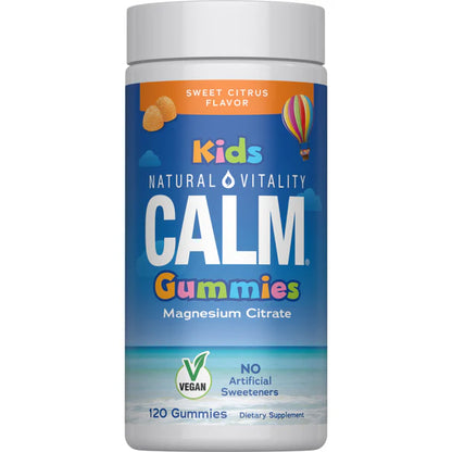 Natural Vitality CALM KIDS Citrato de Magnesio para niños, 120 gomitas sabor naranja