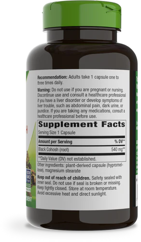 Nature's Way Suplemento Raíz de Cohosh Negro 540mg, 180 cápsulas