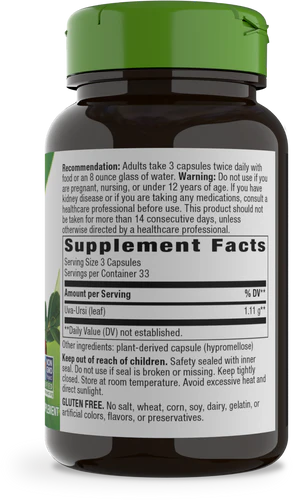 Nature's Way Suplemento Hojas de Uva Ursi 1110 mg, 100 cápsulas