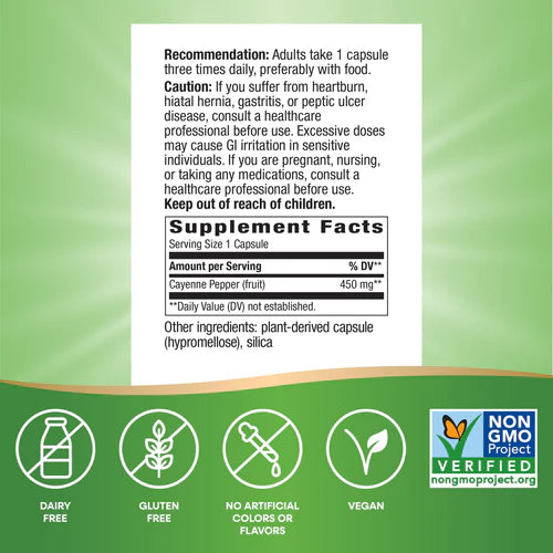 Nature's Way Suplemento de Fruta de cayena, 180cápsulas