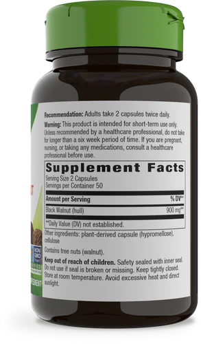Nature's Way Suplemento Cáscaras de nogal negro 900 mg, 100 cápsulas