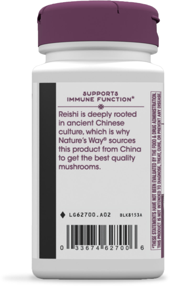 Nature's Way Suplemento Hongo Reishi, 376 mg por porción, 100 cápsulas