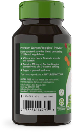 Nature's Way Suplemento Verduras de la huerta 900 mg, 60 cápsulas