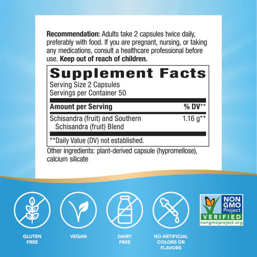 Nature's Way Suplemento Fruta de Schisandra 1.16mg, 100 cápsulas