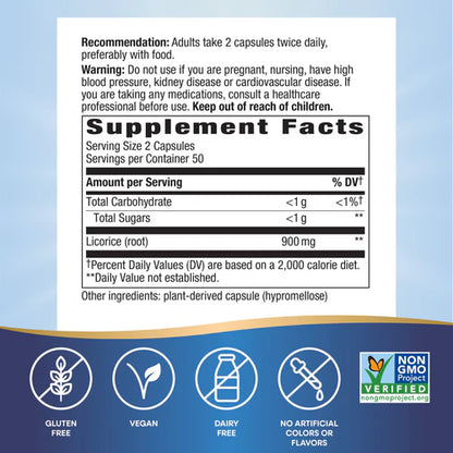 Nature's Way Suplemento Raíz de regaliz 900 mg, 100 cápsulas