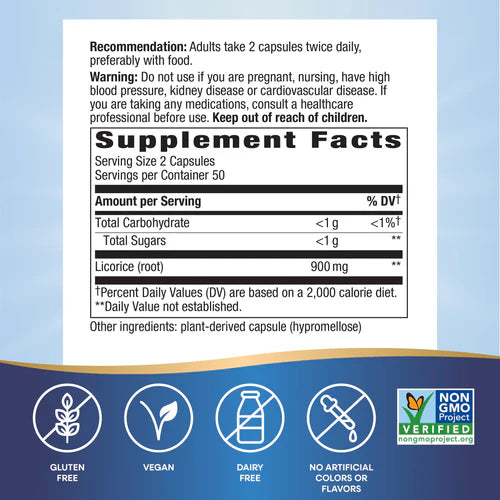 Nature's Way Suplemento Raíz de regaliz 900 mg, 100 cápsulas