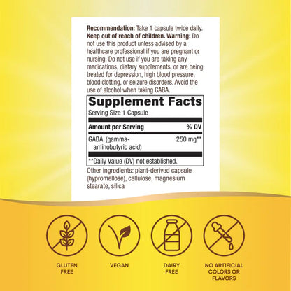 Nature's Way Suplemento de GABA 250 mg, 60 cápsulas