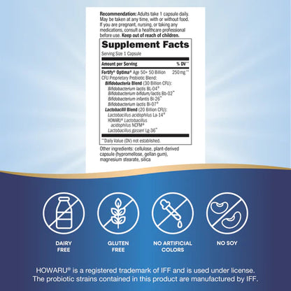 Nature's Way Fortify® Optima® Probiótico para Adultos +50, 50 mil millones, 30 cápsulas