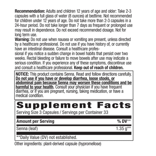 Nature's Way Suplemento Hojas de Sen 1350 mg, 100 cápsulas