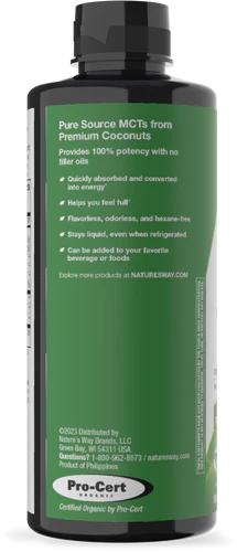 Nature's Way Suplemento Aceite MCT Orgánico, 16 fl OZ (480ml)