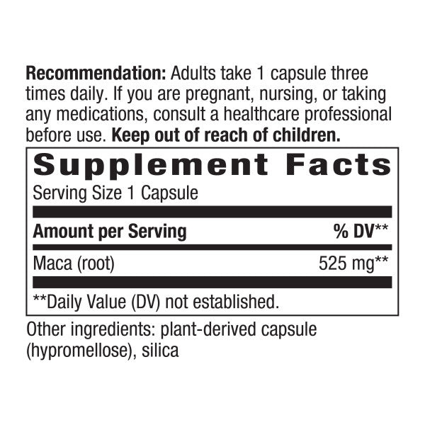 Nature's Way Suplemento Raíz de Maca 525 mg, 100 cápsulas