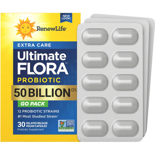 Renew Life Ultimate Flora Extra Care Probiótico 50 mil millones GO PACK, 30 cápsulas