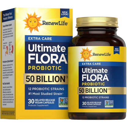 Renew Life Ultimate Flora Extra Care Probiótico 50 mil millones, 30 cápsulas
