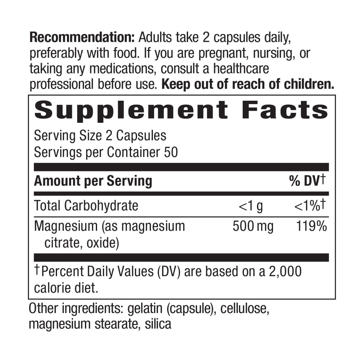 Nature's Way Suplemento Complejo de magnesio 500 mg, 100 cápsulas