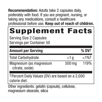 Nature's Way Suplemento Complejo de magnesio 500 mg, 100 cápsulas