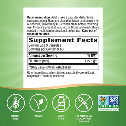 Nature's Way Suplemento de Eleuthero siberiano 1275 mg, 180 cápsulas