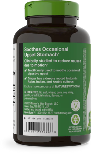 Nature's Way Suplemento Raíz de Jengibre, 1100 mg por cada 2 cápsulas, 240 cápsulas para 4 meses