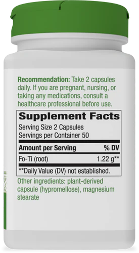 Nature's Way Suplemento de Raíz Fo-Ti 1220mg, 100 cápsulas